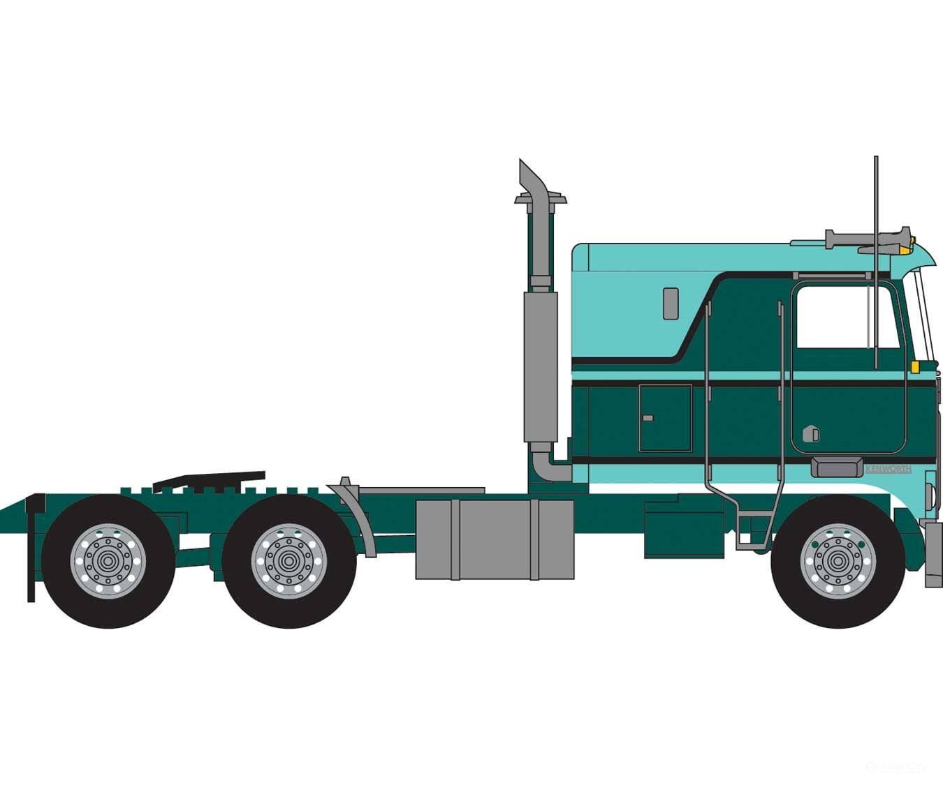 Trainworx N 41054 1970s Kenworth K100 Potomac Tractor w/VIT Flat-Top Sleeper Cab - Assembled - Green Cars & Trucks