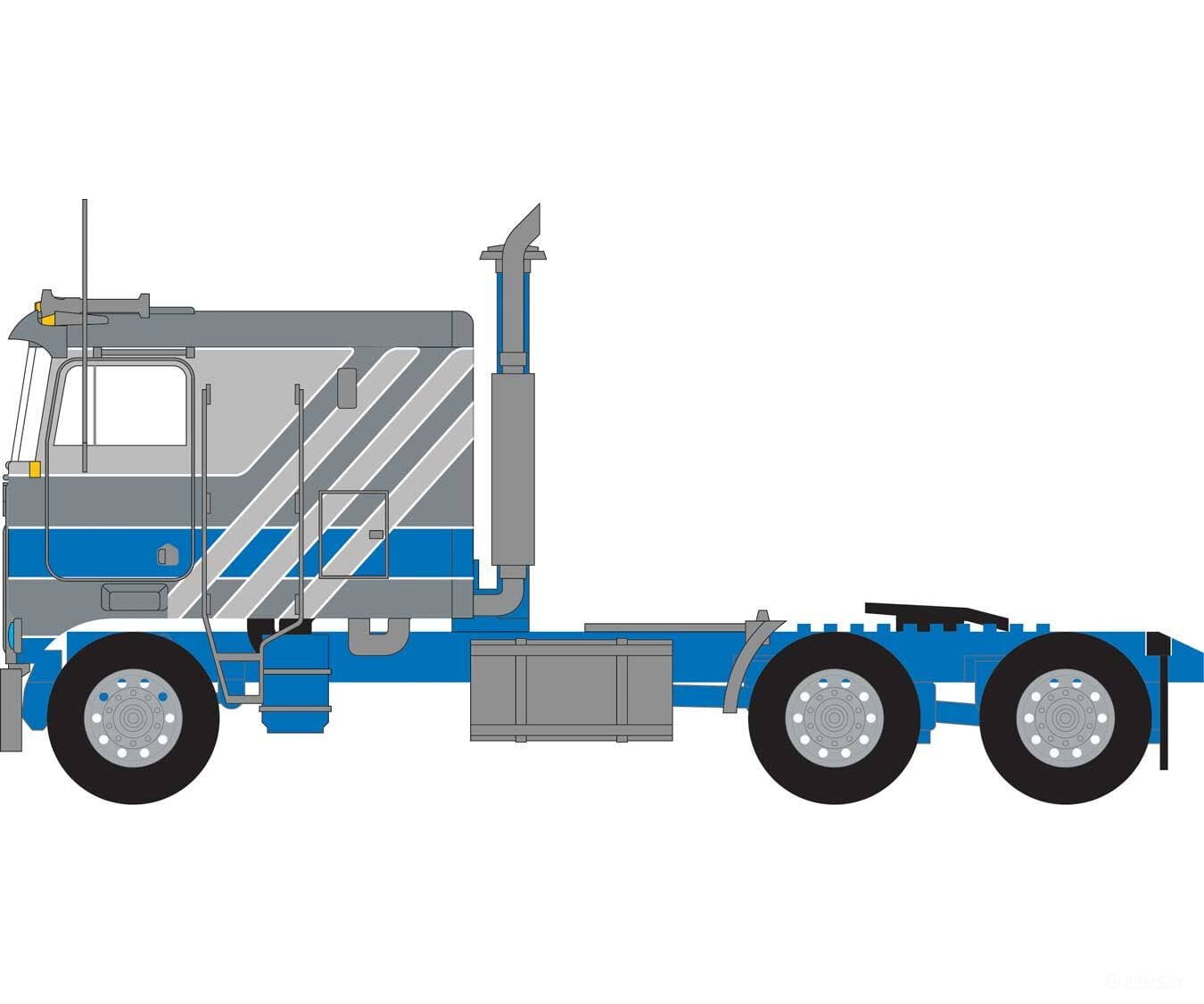 Trainworx N 41057 1970s Kenworth K100 Salem Tractor w/VIT Flat-Top Sleeper Cab - Assembled - Gray Blue Cars & Trucks