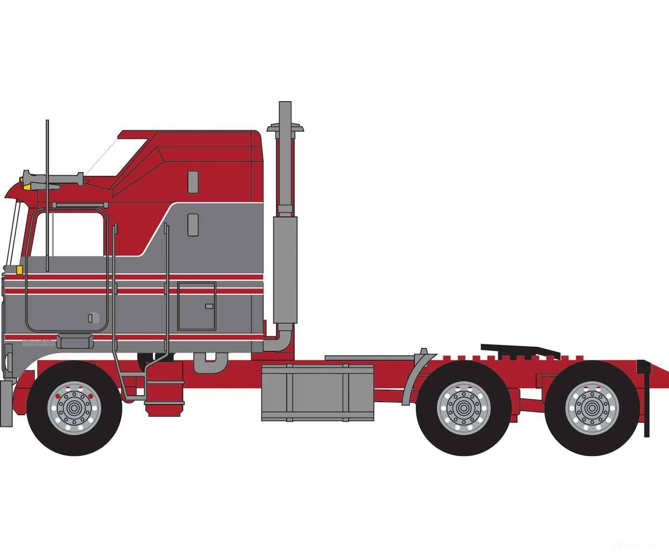 Trainworx N 41061 1970s Kenworth K100 Salem Tractor w/Aerodyne Sleeper Cab - Assembled - Red Gray Cars & Trucks