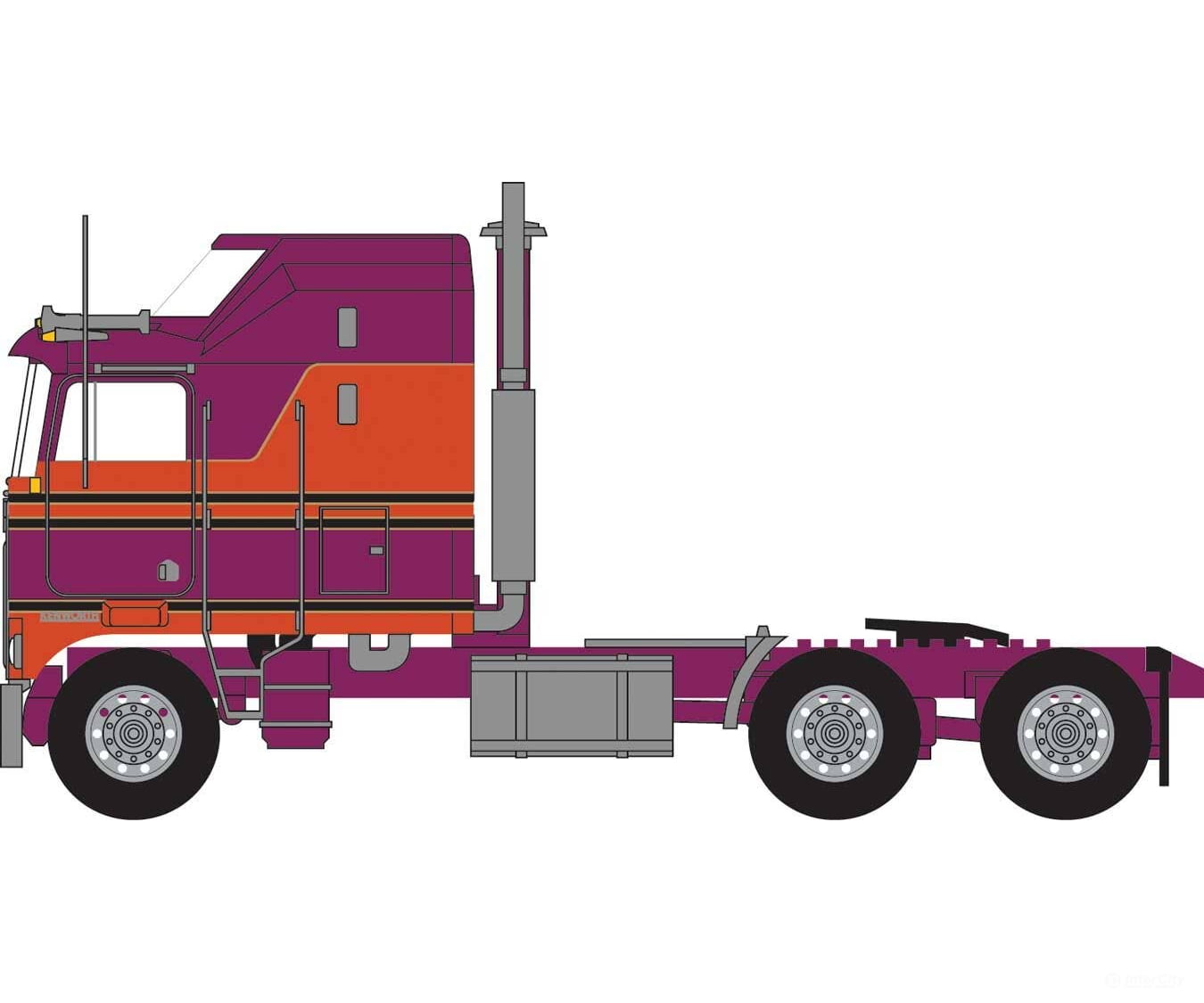 Trainworx N 41063 1970s Kenworth K100 Salem Tractor w/Aerodyne Sleeper Cab - Assembled - Burgundy Orange Cars & Trucks