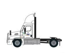 Trainworx N 4259008 Freightliner Cascadia Raised-Roof 2-Axle Semi Tractor - Assembled - YRC Freight #8 (white orange