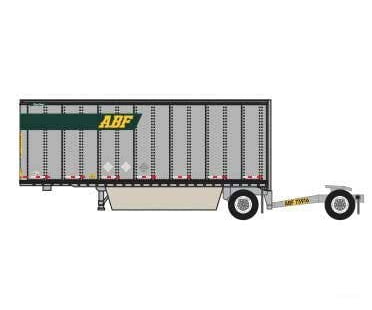 Trainworx N 4289303 28’ Pup Van Trailer with Converter Dolly - Assembled - ABF #3 (gray green yellow; Logo in Upper