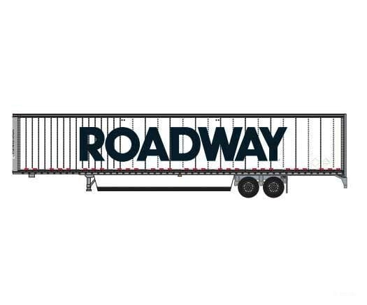 Trainworx N 4538404 Hyundai 53’ Dry Van Semi Trailer with Skirts - Assembled - Roadway #1 (white black; Billboard Block