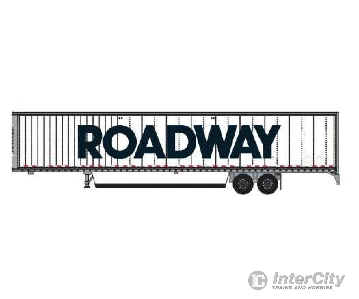 Trainworx N 4538404 Hyundai 53’ Dry Van Semi Trailer with Skirts - Assembled - Roadway #1 (white black; Billboard Block