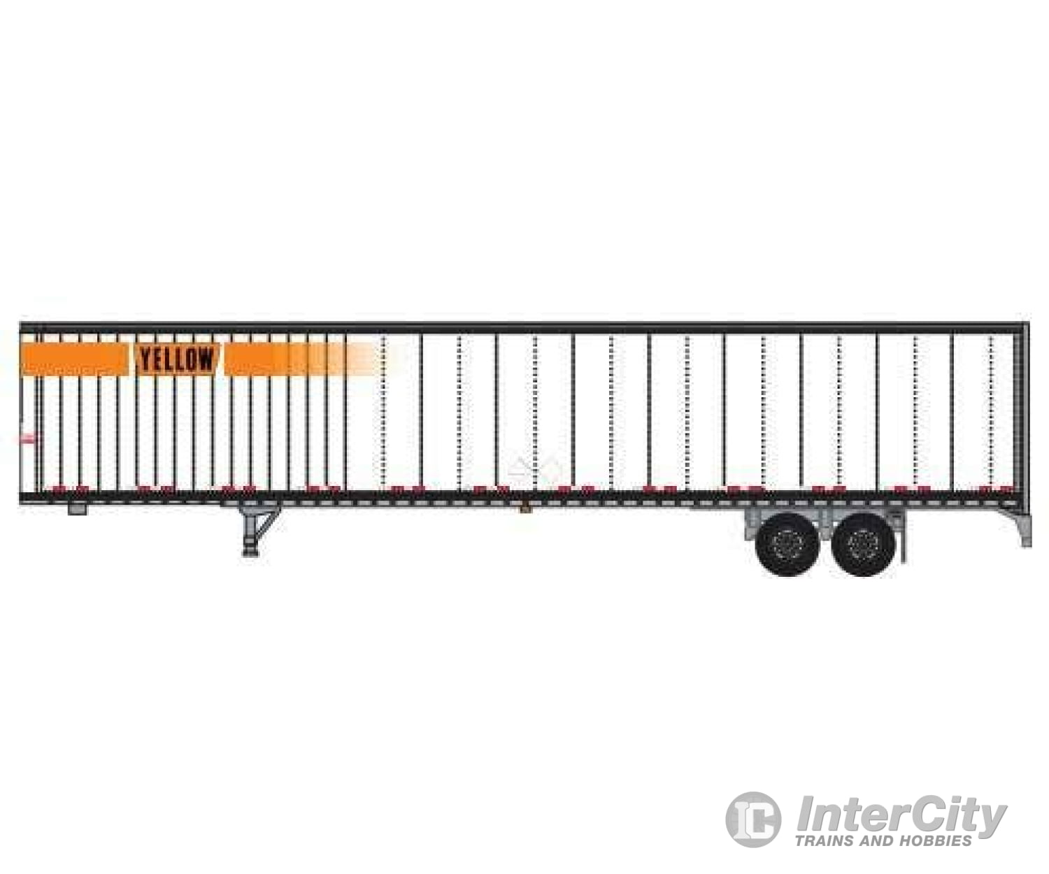 Trainworx N 4538509 Hyundai 53’ Dry Van Semi Trailer - Assembled - Yellow #3 (white Orange Fading Stripe; Narrow