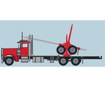 Trainworx N 47983 Peterbilt 379 Log Truck with Trailer - Assembled - Red Black - Cars & Trucks