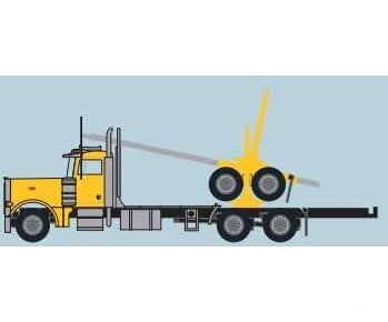Trainworx N 47985 Peterbilt 379 Log Truck with Trailer - Assembled - Yellow Black - Cars & Trucks