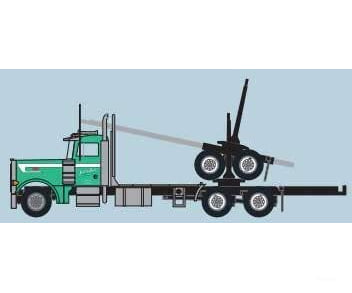 Trainworx N 47987 Peterbilt 379 Log Truck with Trailer - Assembled - Jack Buell (green white) - Cars & Trucks