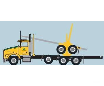 Trainworx N 48086 Kenworth T800 Log Truck with Trailer - Assembled - Weyerhaeuser (yellow green black) - Cars & Trucks