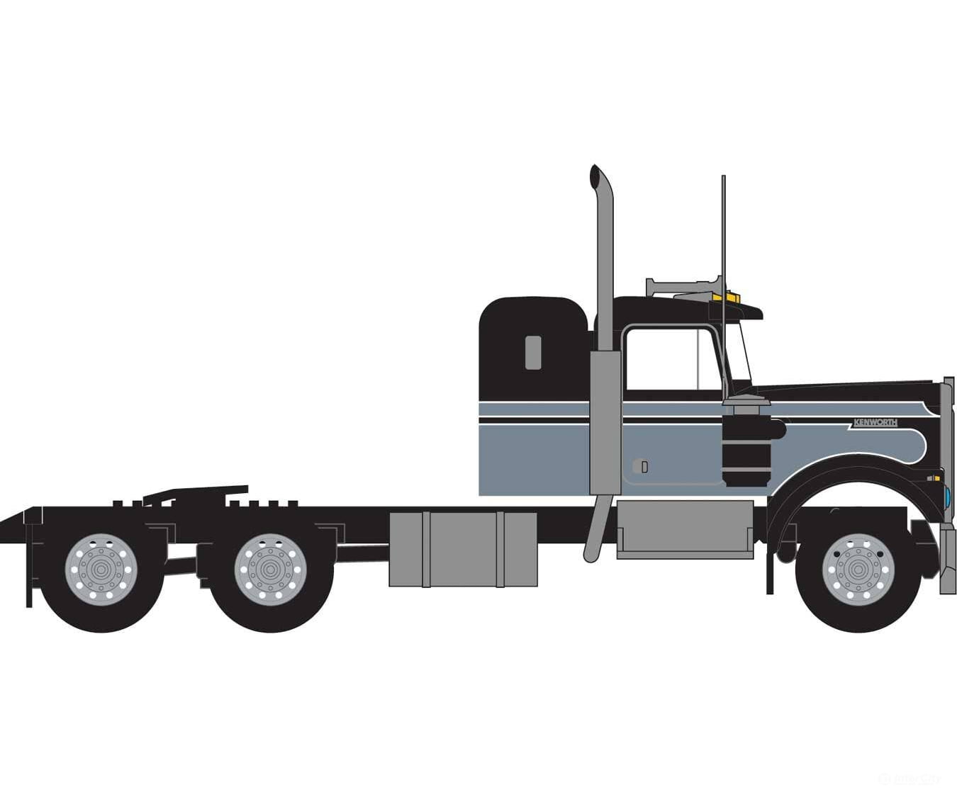 Trainworx N 49031 1970s Kenworth W900 Seminole Tractor w/36’’ Sleeper Cab - Assembled - Black Gray Cars & Trucks