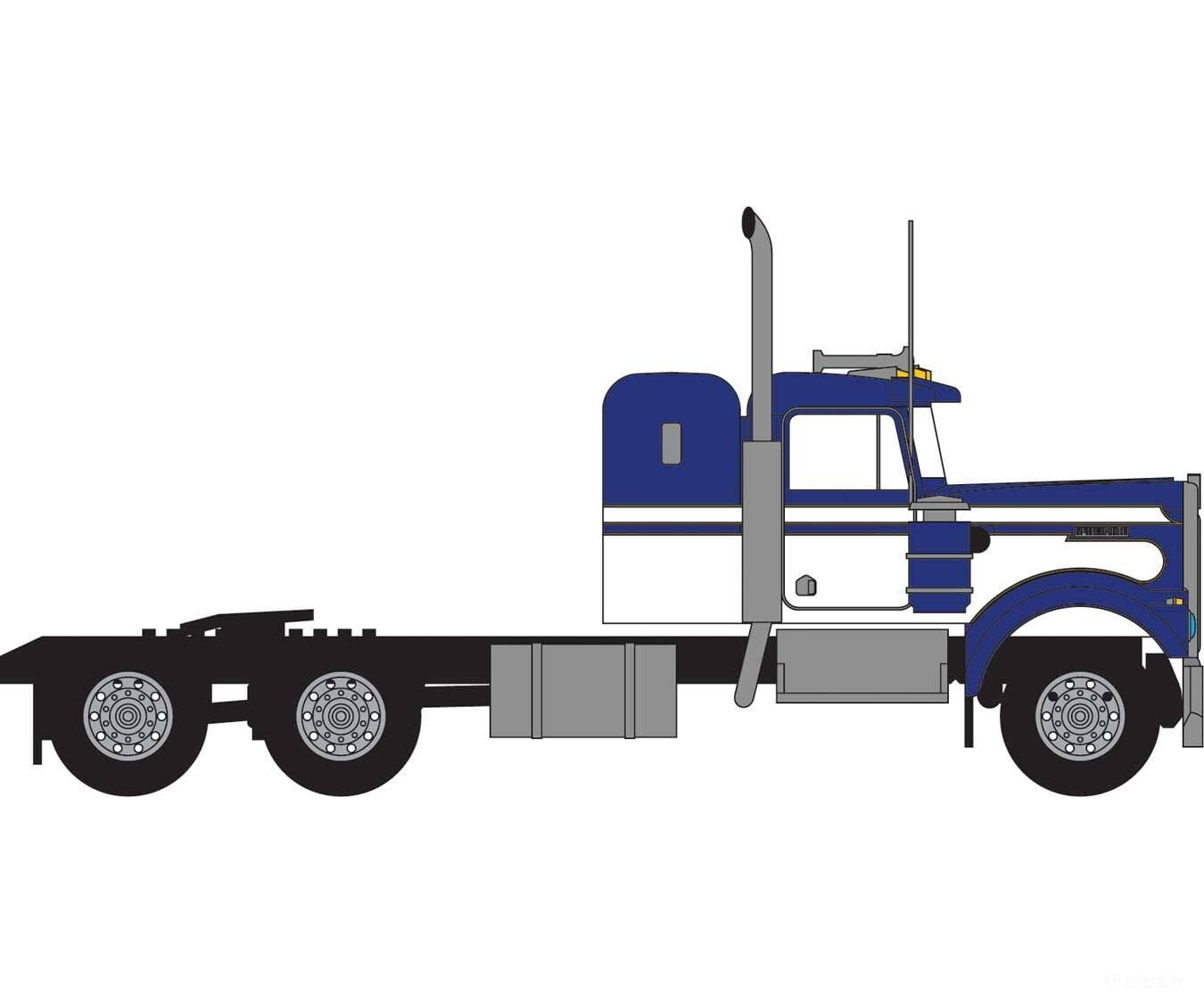 Trainworx N 49034 1970s Kenworth W900 Seminole Tractor w/36’’ Sleeper Cab - Assembled - Blue White Cars & Trucks