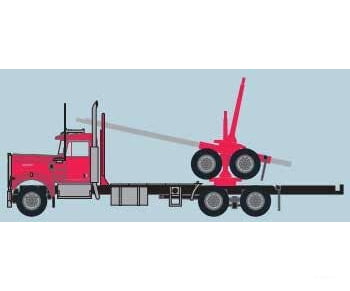 Trainworx N 49083 Kenworth W900 Log Truck with Trailer - Assembled - Red Black - Cars & Trucks