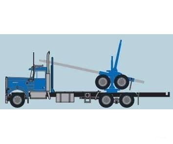 Trainworx N 49084 Kenworth W900 Log Truck with Trailer - Assembled - Blue Black Cars & Trucks