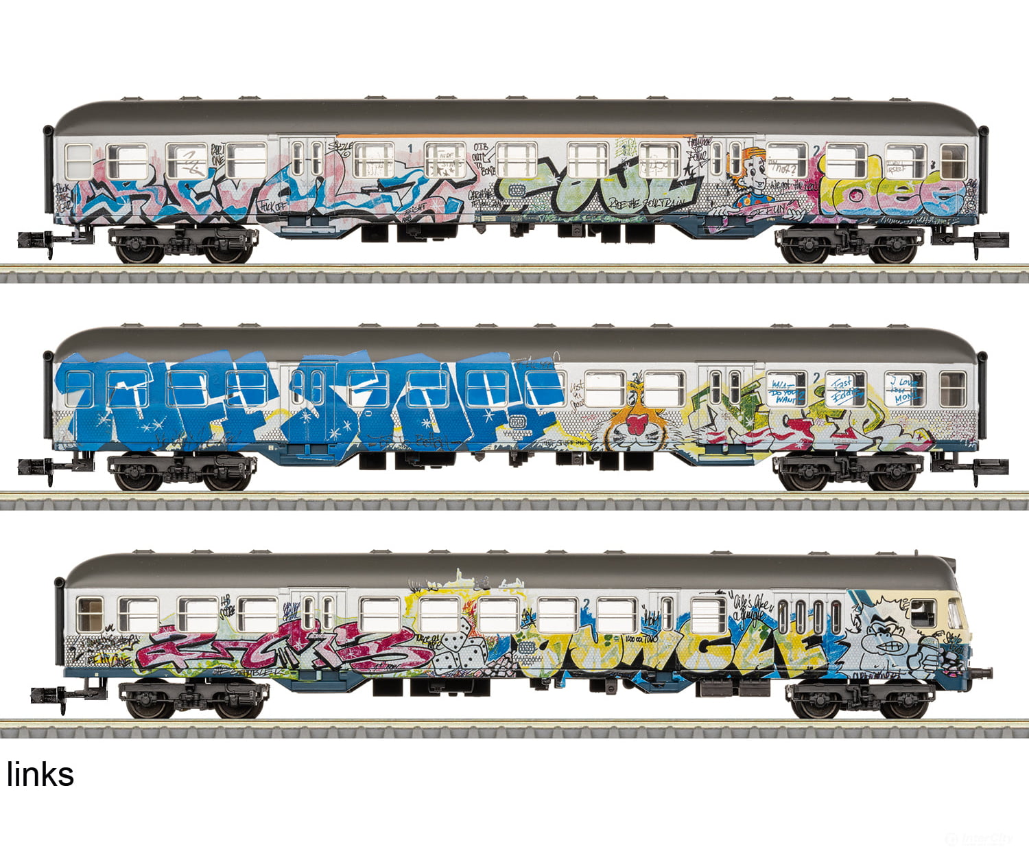 Trix 18264 N ’Kunst-Silberlinge’ (Art Silver Coins) Car Set MFX DCC (MHI Exclusive Item) European Passenger Cars