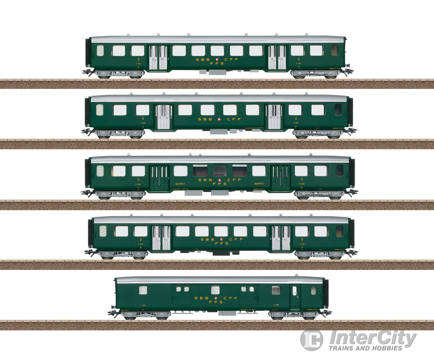 Trix 23134 Lightweight Steel Car Set to Go with the Class Ae 3/6 I - Default Title (IC-TRIX-23134)