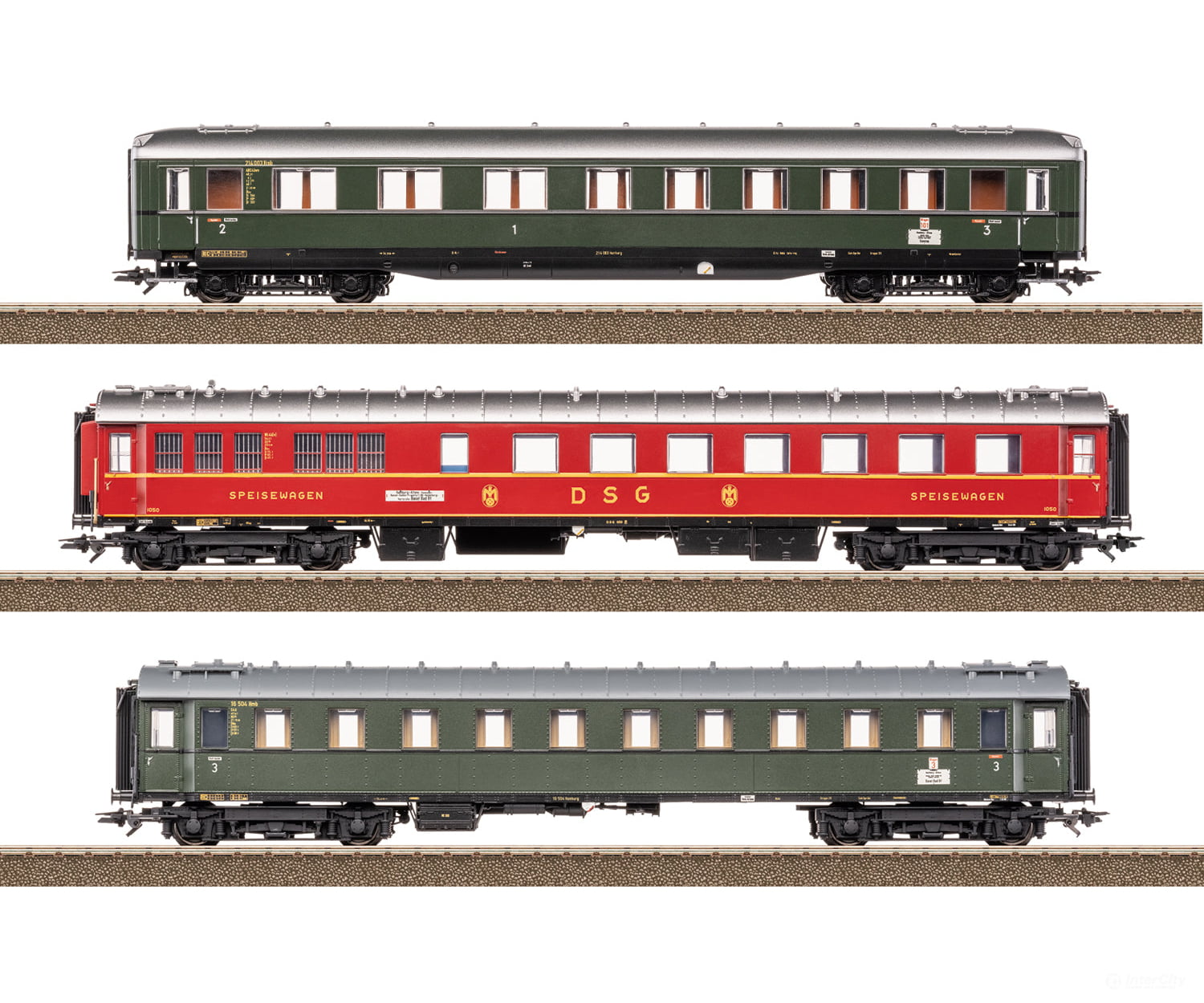 Trix 23623 HO DB Express Train Passenger Car Set 2 for the ’D 74’’ European Passenger Cars
