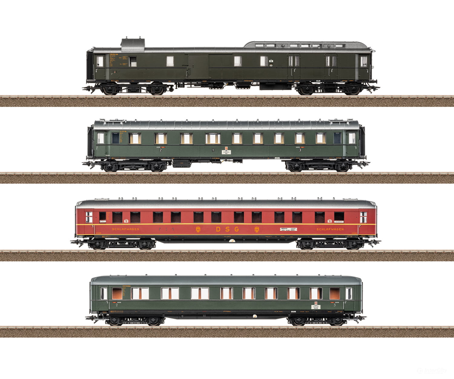 Trix 23651 HO DB Express Train Passenger Car Set 1 for the ’D 74’’ European Passenger Cars