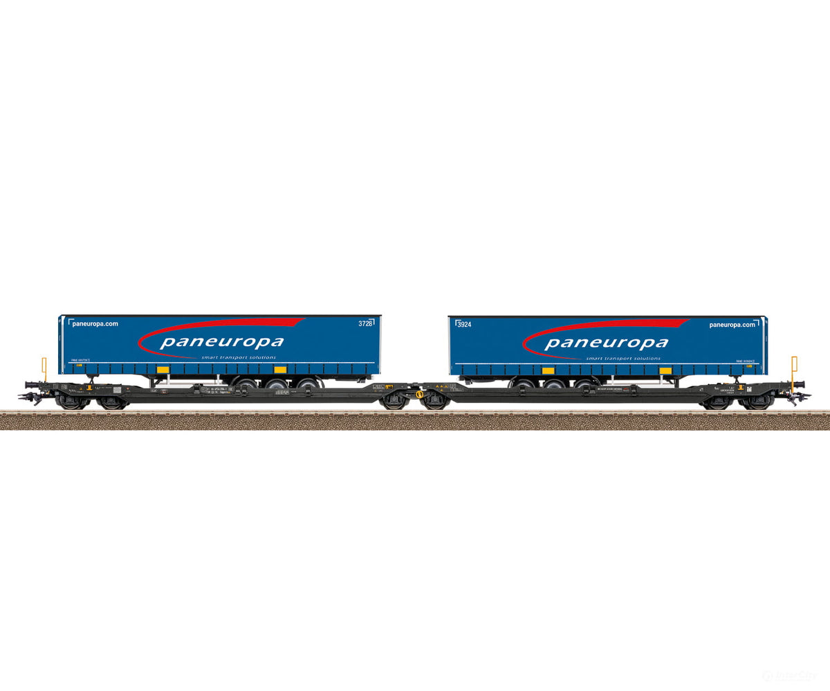 Trix 24476 HO Type Sdggmrss Double Pocket Car - European Freight Cars