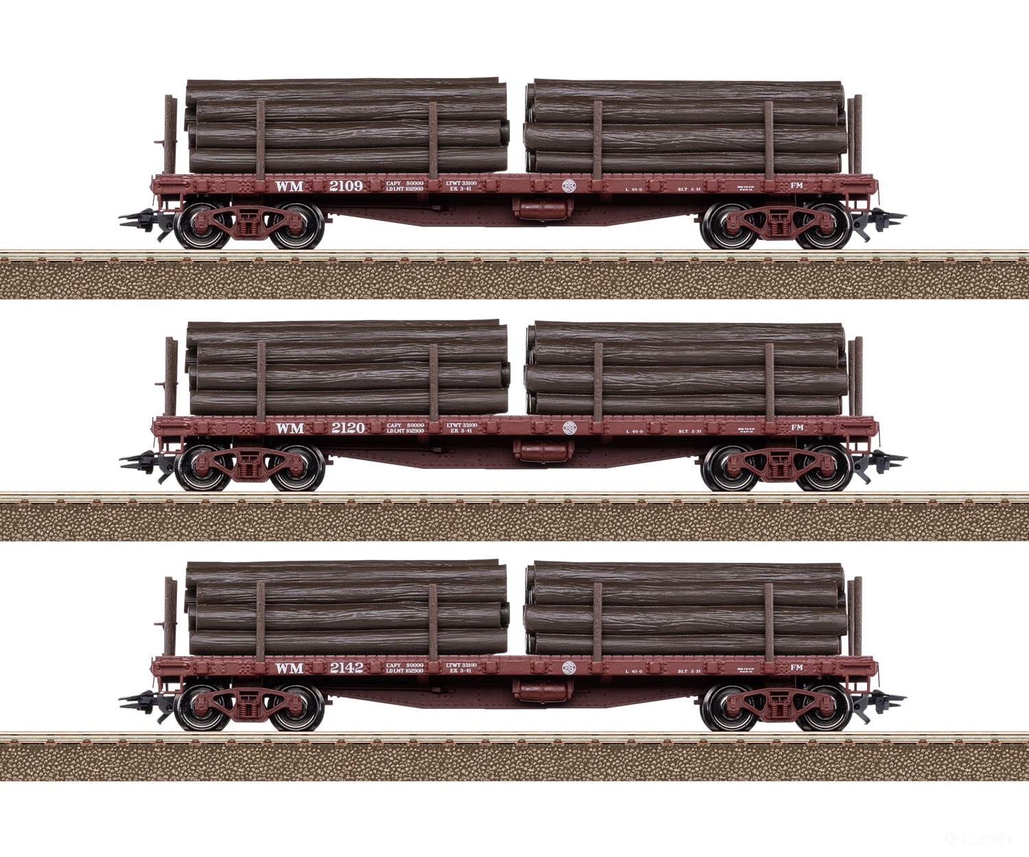 Trix 24922 HO US Flat Car Set with Log Loads (for Trix Shay) Freight Cars
