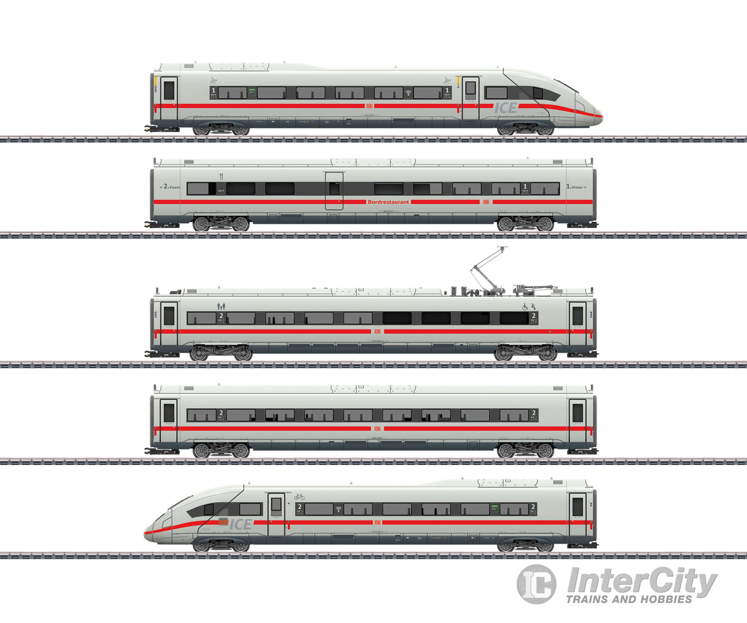 Trix 25978 Ho Db Ag Ice 4 Class 412/812 Powered Railcar Train (Red Stripe) Mfx Dcc Digital Sound