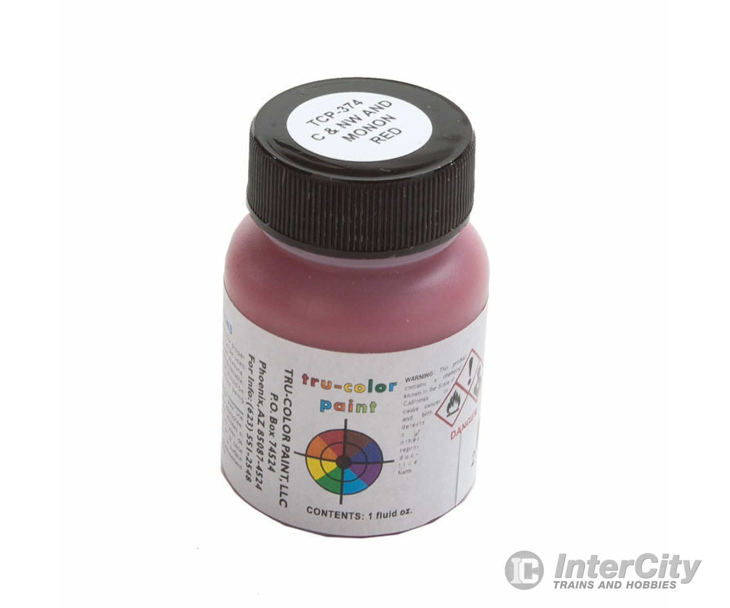 Tru-Color Paint 374 Railroad Color Acrylic Paints - 1Oz 29.6Ml -- Chicago & North Western Maroon-Red