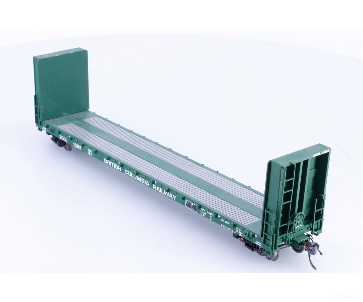 True Line Trains TLT302049 HO 60’ Bulkhead Flat Car British Columbia Railway (BCOL) 16362 - Freight Cars