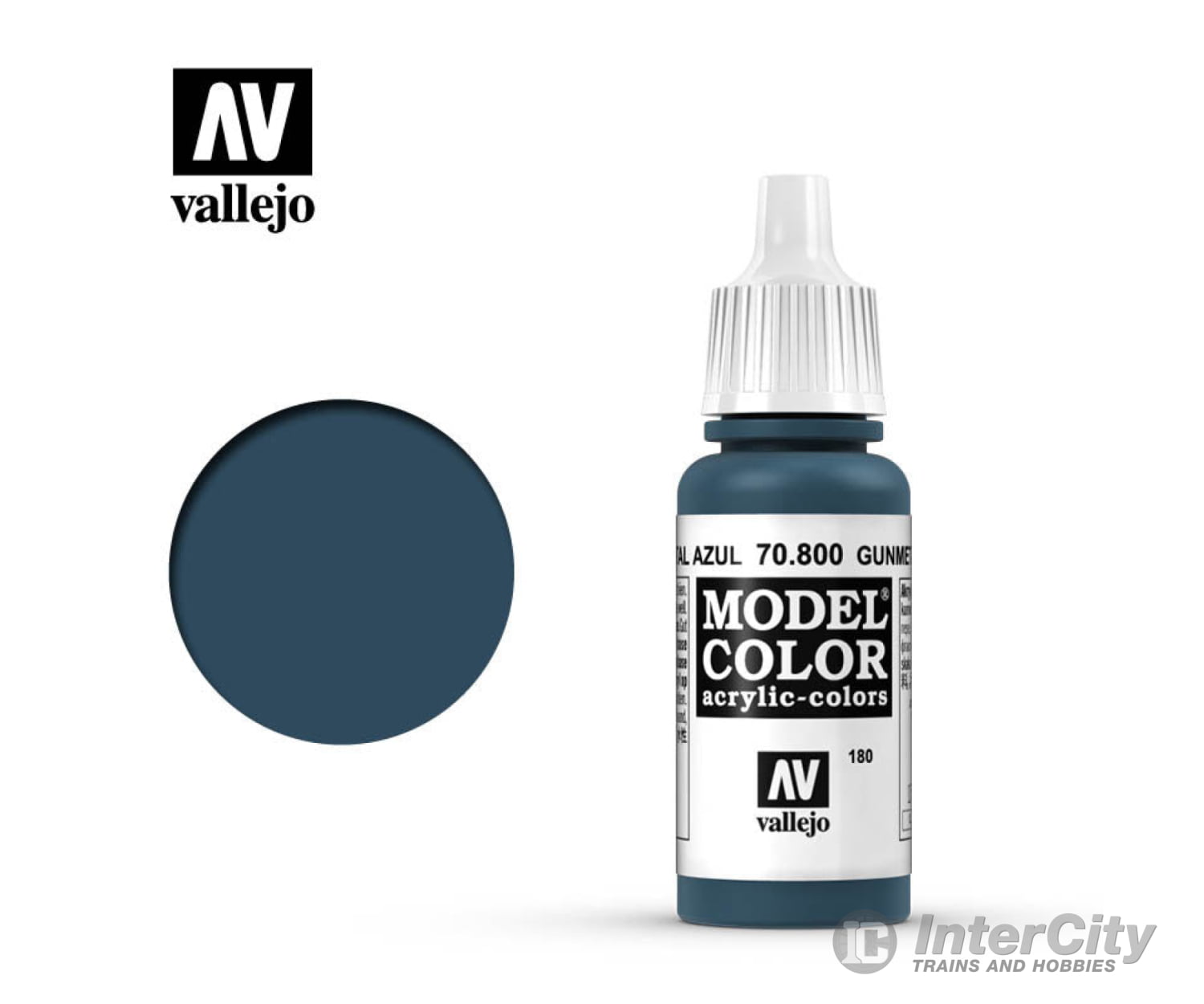 Vallejo 70.800 Model Color Gunmetal Blue Metallic 17ml - Default Title (CH-940-70800)