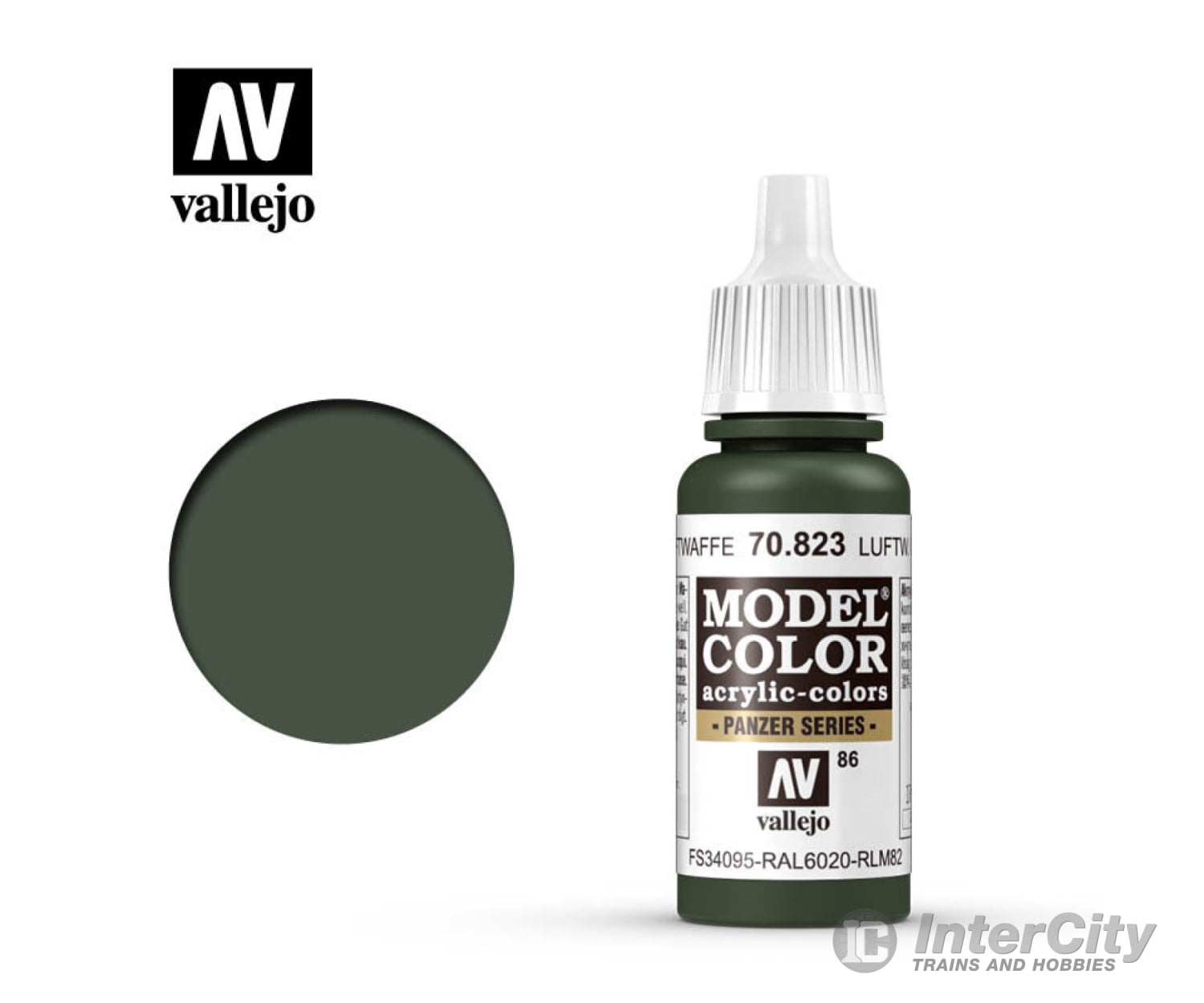 Vallejo 70.823 Model Color Luftwaffe Camouflage Green FS34095 RAL6020 RLM82 17ml - Default Title (CH-940-70823)