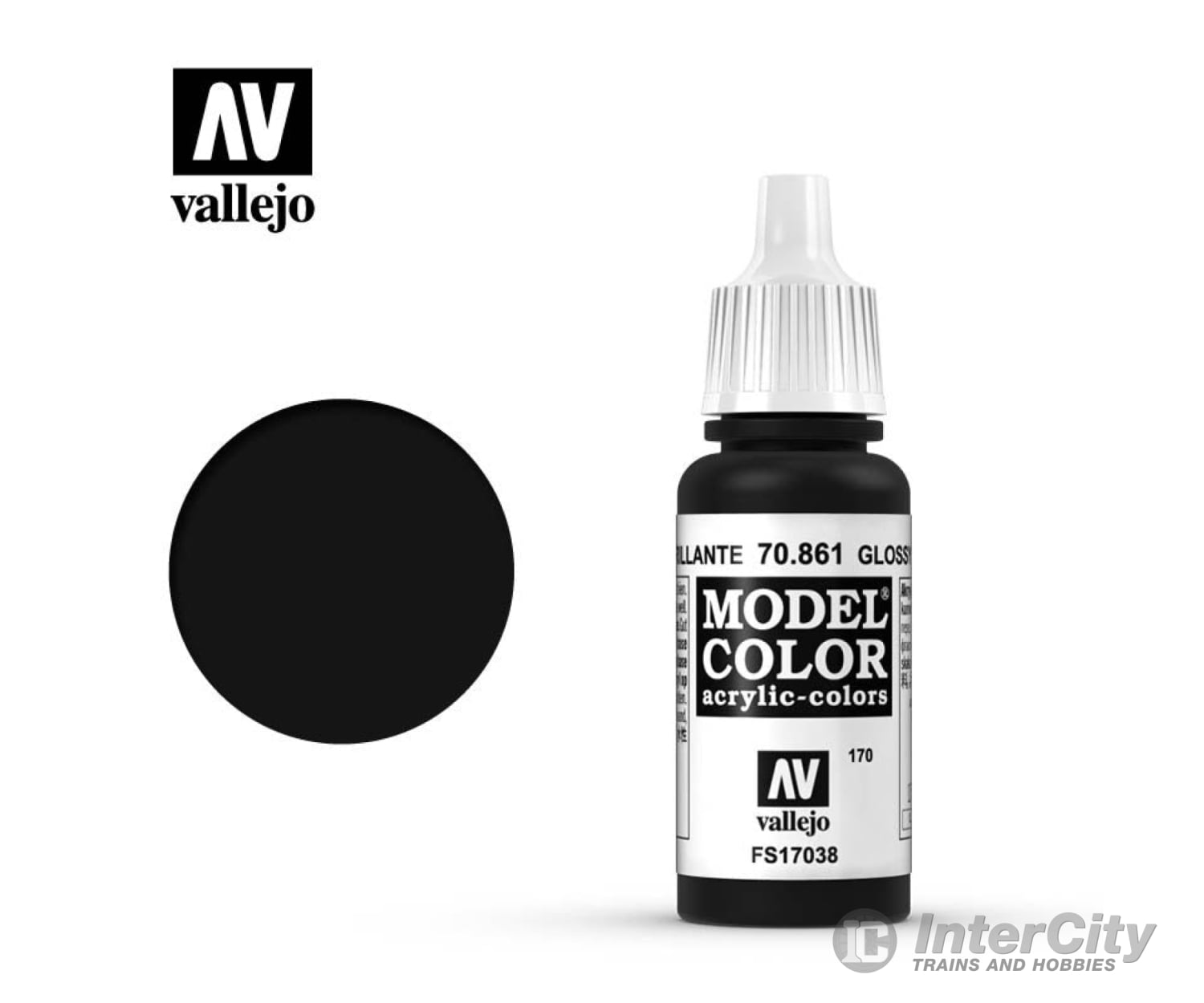 Vallejo 70.861 Model Color Gloss Black FS17038 17ml - Default Title (CH-940-70861)