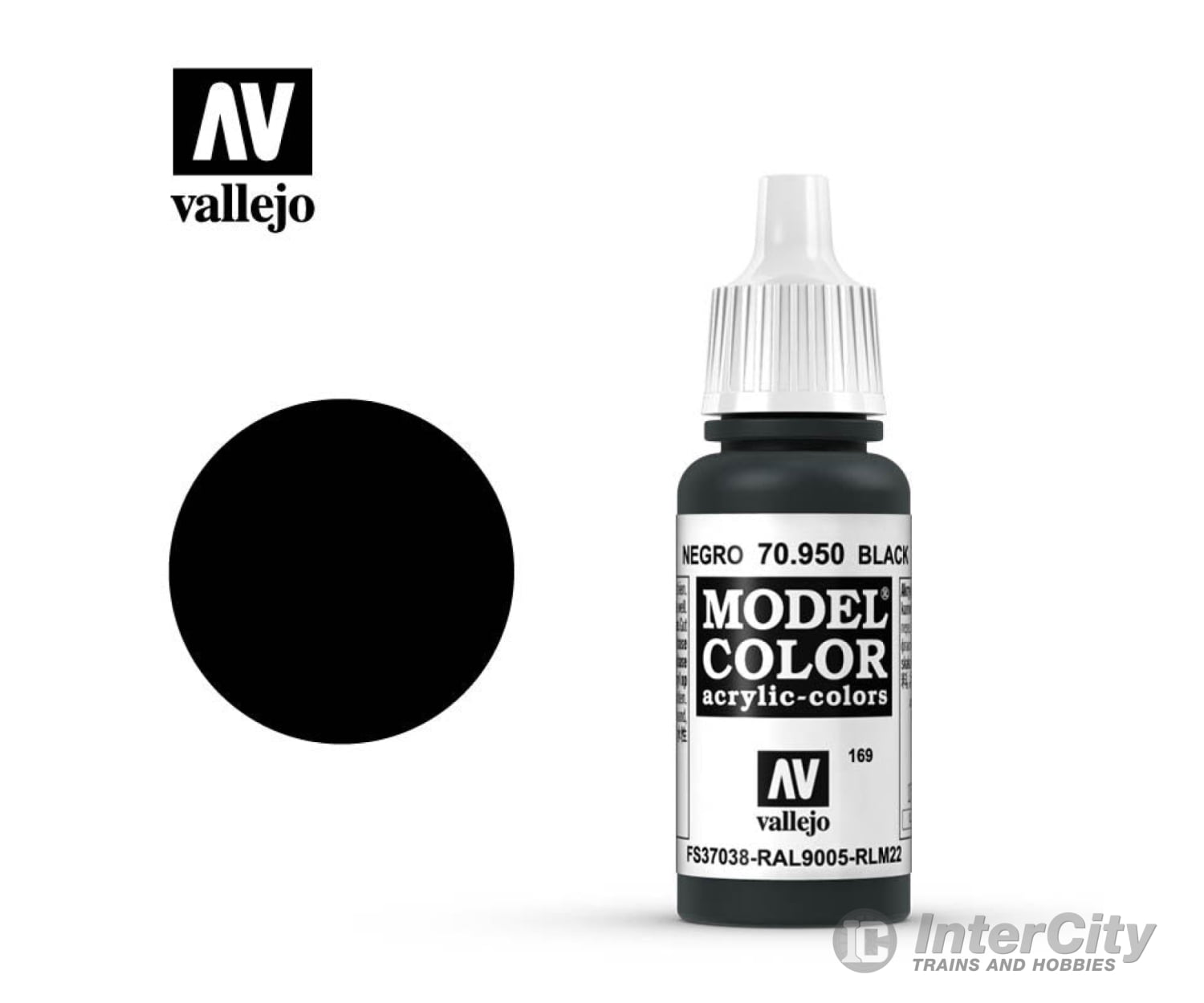 Vallejo 70.950 Model Color Black FS37038 RAL9005 RLM22 17ml - Default Title (CH-940-70950)