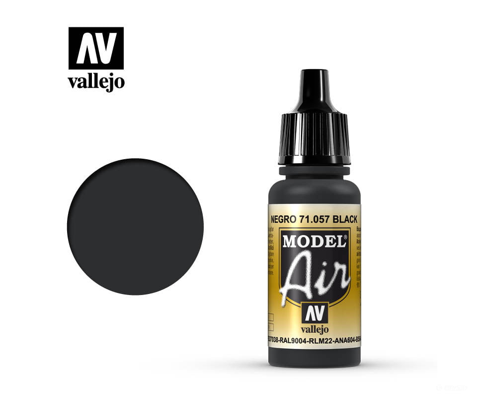 Vallejo 71.057 Model Air Black FS37038 RAL9004 RLM22 ana604 bs642 17ml - Default Title (CH-940-71057)