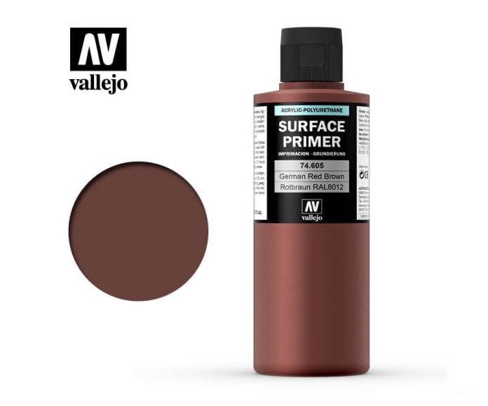 Vallejo 74.605 Surface Primer - Acrylic- German Red Brown Ral 8012 - 200ml - Default Title (CH-940-74605)
