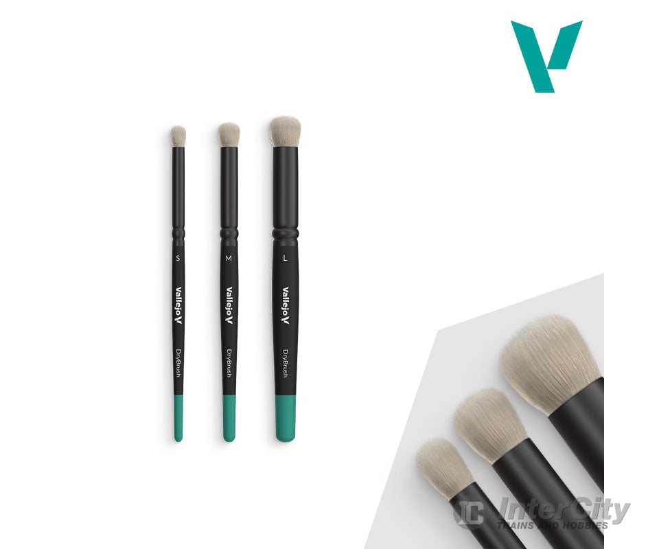 Vallejo B07990 Dry Brush Set S/M/L Sizes Tools