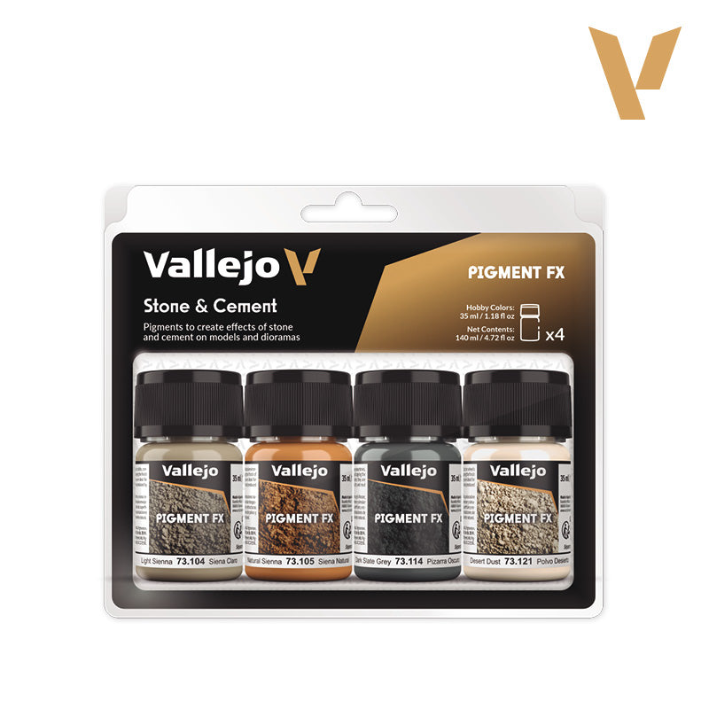 Vallejo 73192 Pigment Set - Stone and Cement (4 x 35ml)