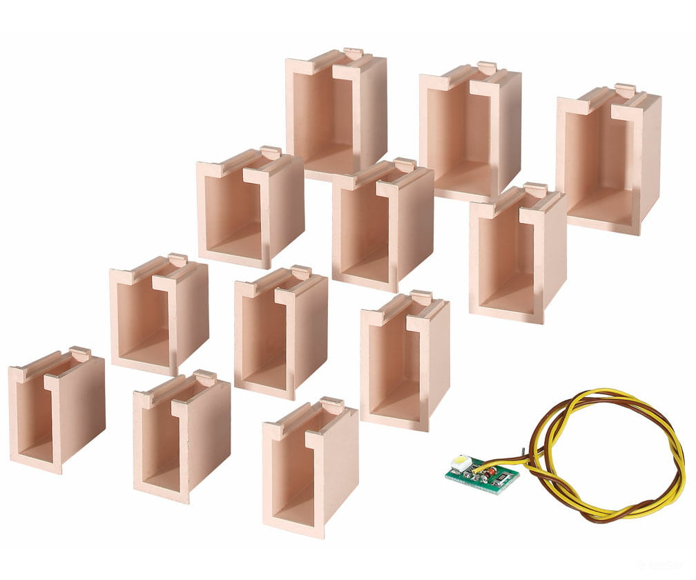 Viessmann 6005 House Illumination Starter Set -- 12 Lightboxes (4 Different Sizes) & 1 White Led