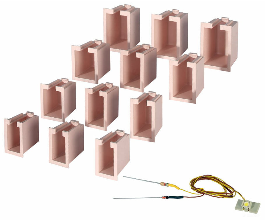 Viessmann 6005 House Illumination Starter Set -- 12 Lightboxes (4 Different Sizes) & 1 White Led