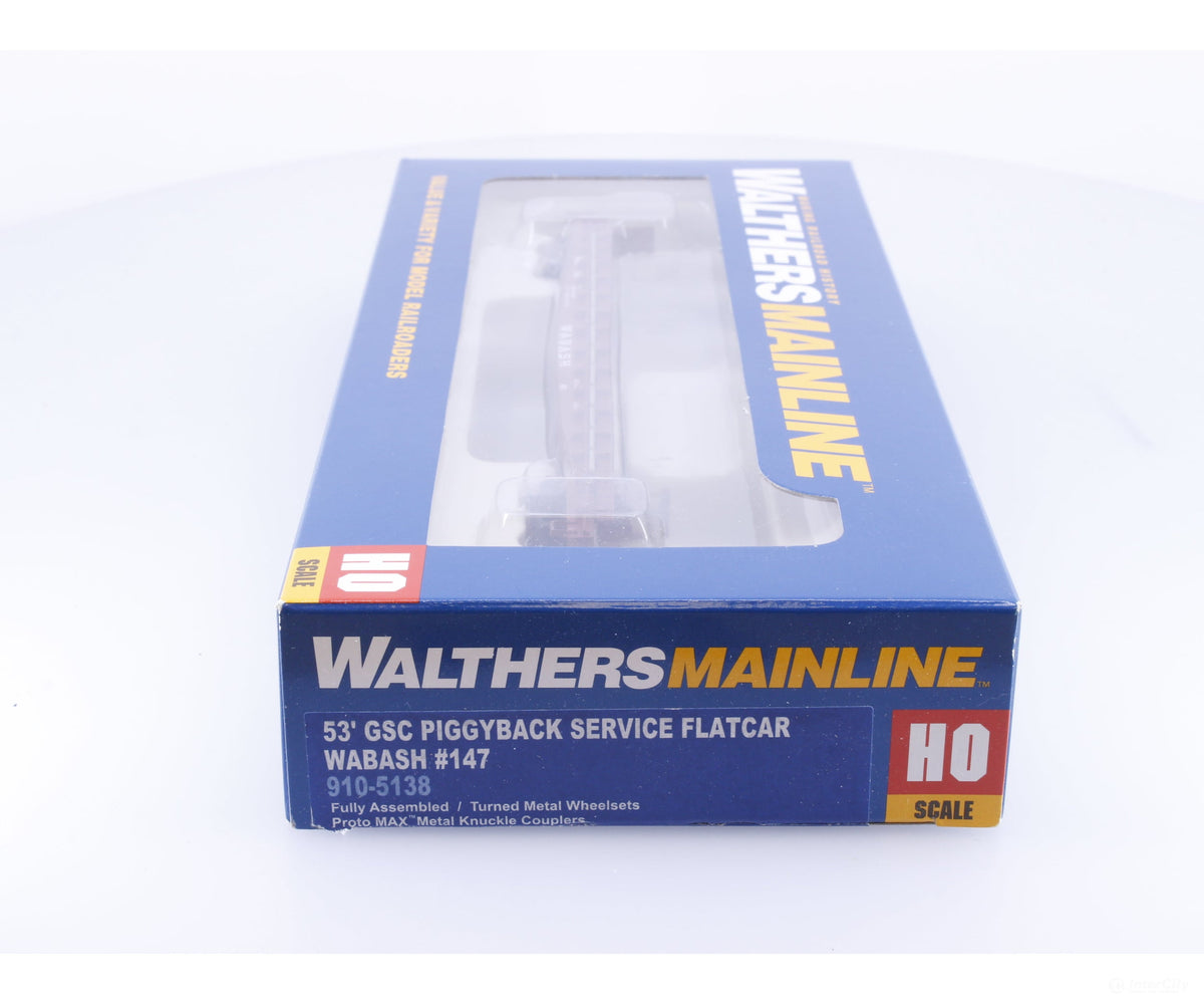 Walthers 910-5138 HO 53’ GSC Piggyback Service Flatcar Wabash Railroad (WAB) 147 - Freight Cars