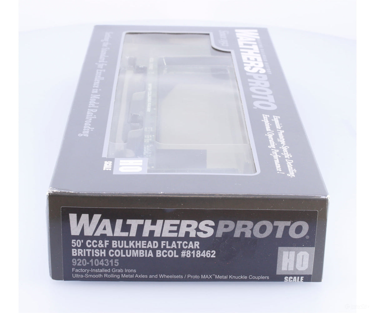 Walthers 920-104315 HO 50’ Bulkhead Flat Car British Columbia Railway (BCOL) 818462 - Freight Cars