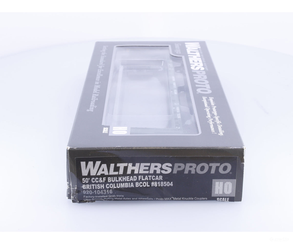 Walthers 920-104316 HO 50’ CC&F Bulkhead Flatcar BC Rail (BCOL) 818504 - Freight Cars