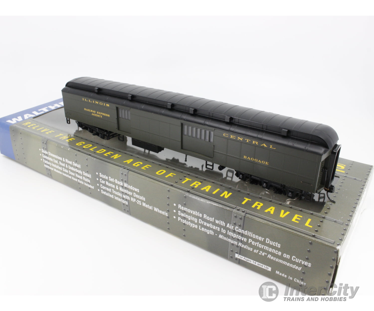 Walthers 932-10521 Ho Acf 70’ Heavyweight Baggage Passenger Car Illinois Central (Ic) Cars