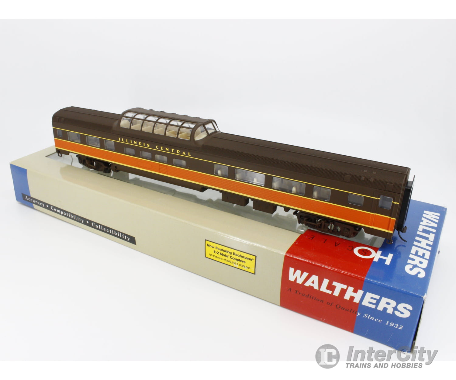 Walthers 932-16482 Ho 85’ Budd Dome Coach Passenger Car Illinois Central (Ic) Cars