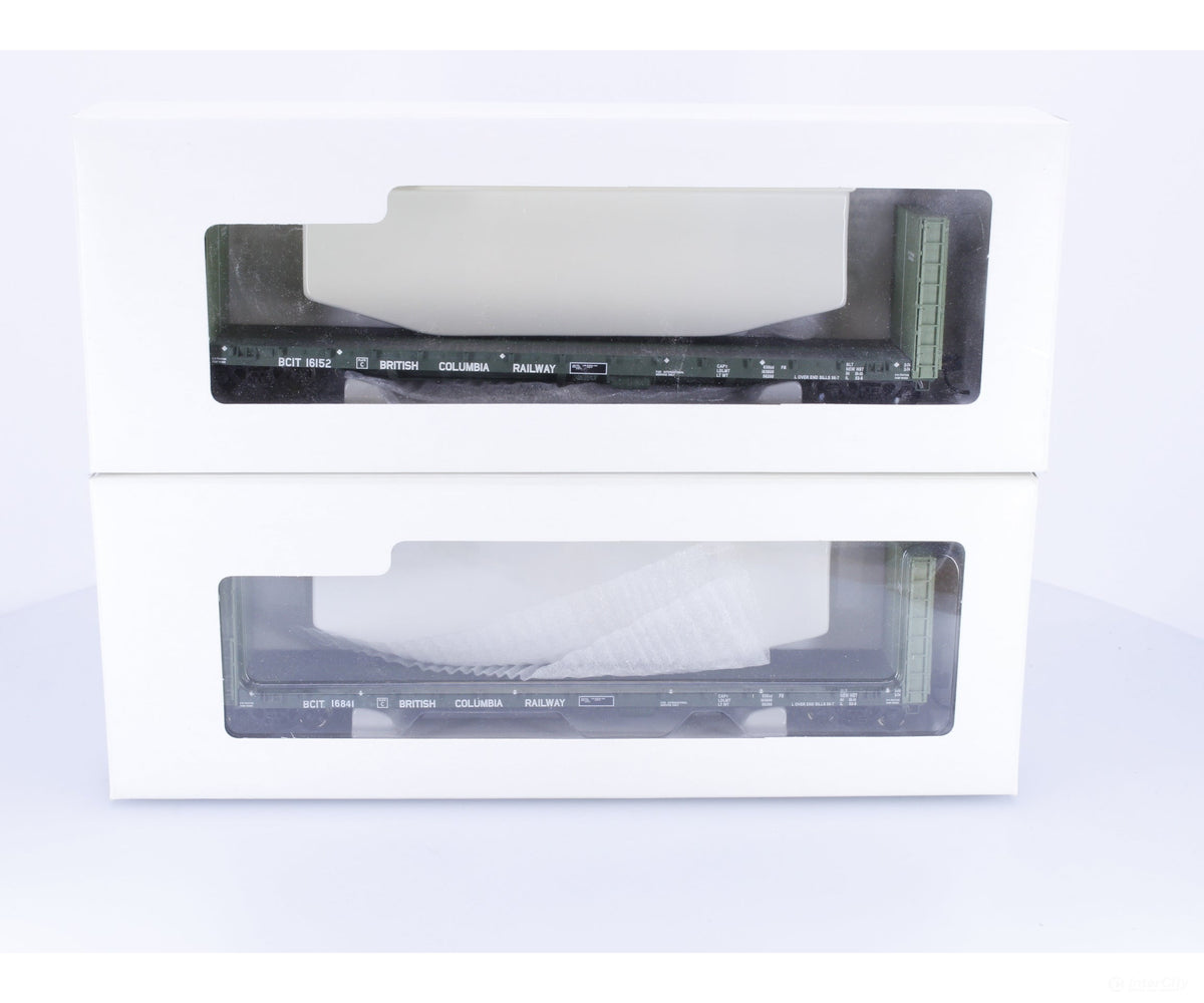 Walthers 932-240058 HO 50’ Bulkhead Flat Car (2 Pack) British Columbia Railway (BCOL) 16152/16841 - Freight Cars