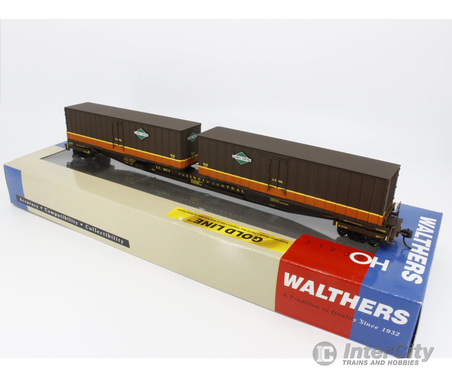 Walthers 932-3923 Ho Flexi-Van Flat Freight Car With Trailer Illinois Central (Ic) 903 Cars