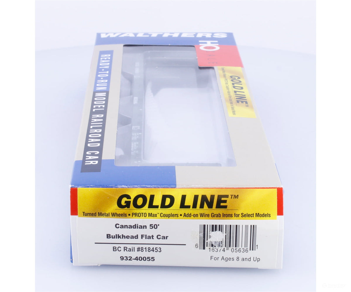 Walthers 932-40055 HO 50’ Bulkhead Flat Car British Columbia Railway (BCOL) 818453 - Freight Cars