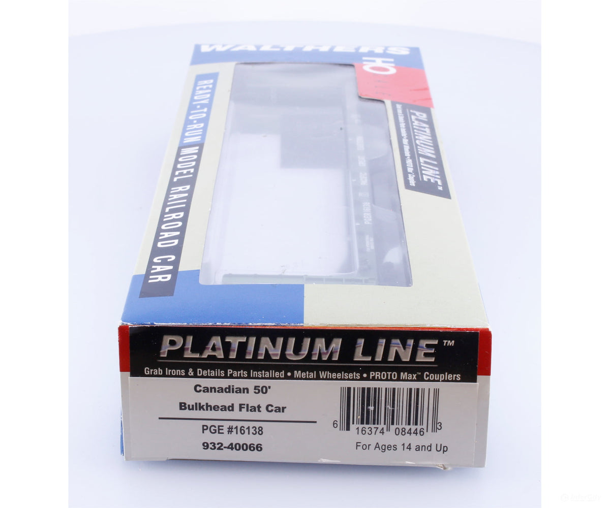 Walthers 932-40066 HO 50’ Bulkhead Flat Car Pacific Great Eastern (PGE) 16138 - Freight Cars