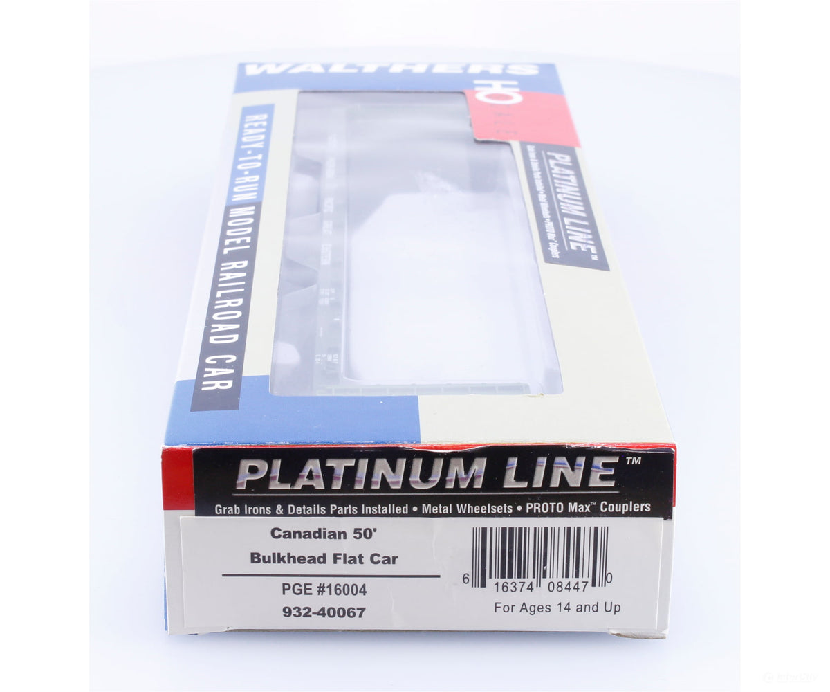 Walthers 932-40067 HO 50’ Bulkhead Flat Car Pacific Great Eastern (PGE) 16004 - Freight Cars