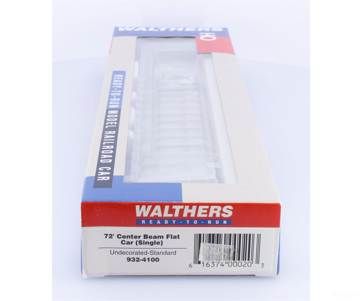 Walthers 932-4100 HO 72’ Center Beam Flat Car Undecorated - Freight Cars