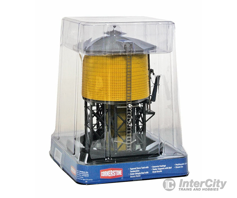 Walthers Cornerstone 2813 Wood Water Tank - Built-Ups -- Assembled Yellow Ochre 3-1/2 X 3-7/8