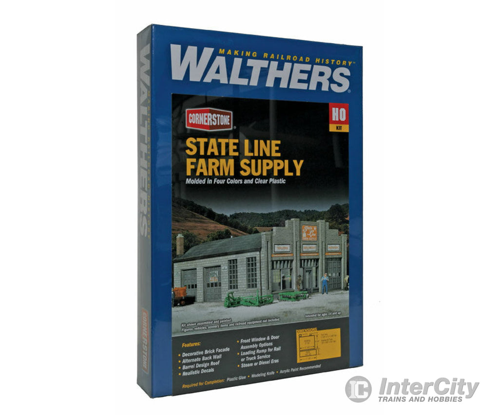 Walthers Cornerstone 2912 State Line Farm Supply -- Kit - 7-1/4 X 5-3/8 3’ 18.4 13.7 7.6Cm