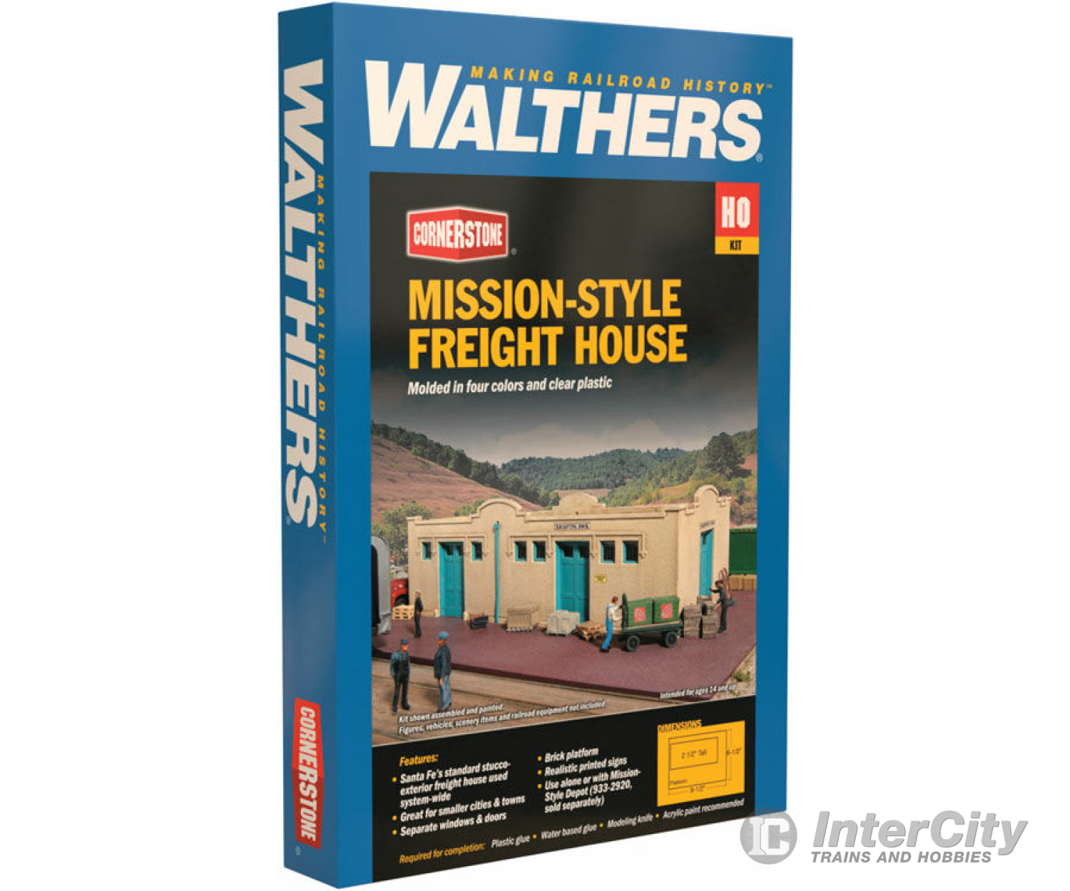 Walthers Cornerstone 2921 Mission-Style Freight House -- Kit - 9-1/2 X 6-1/2 2-1/2’ 24.1 16.5